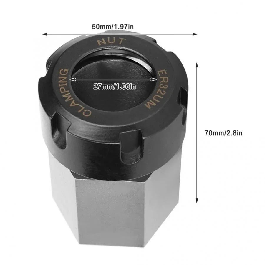 drill chuck ER-32 Hex Collet Block Square Shank Chuck Holder for CNC Lathe Engraving Machine Chuck Hex Extension Rod