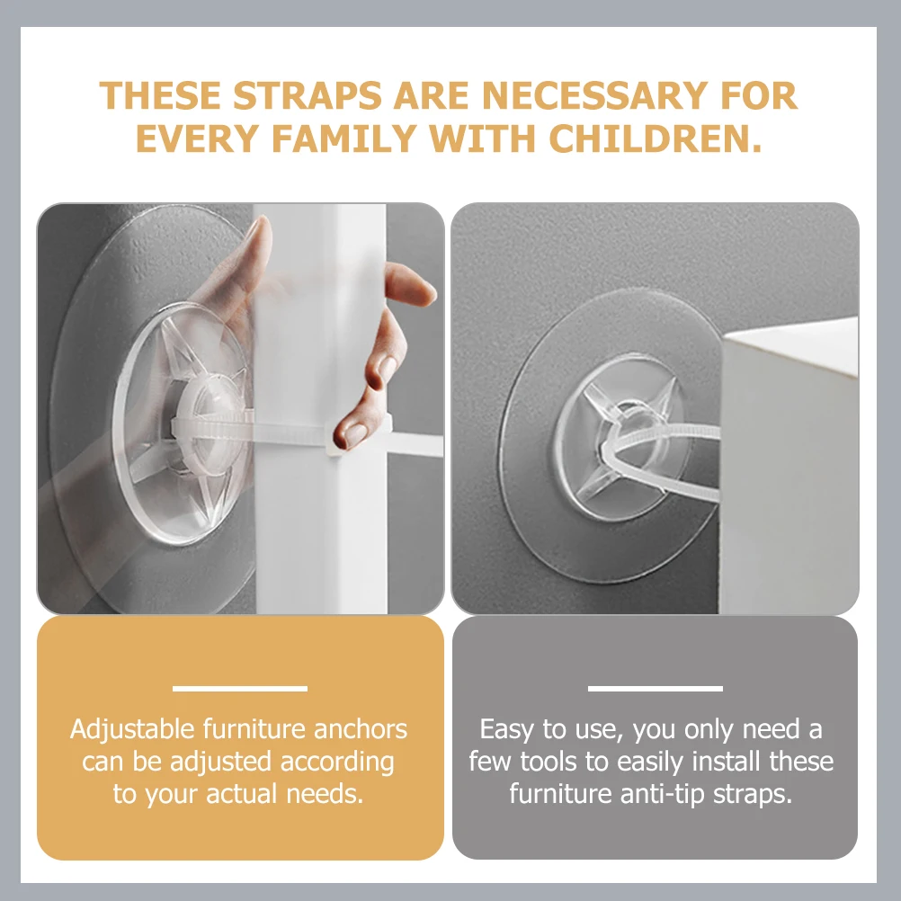 

6Sets Anti-Tip Strip Furniture Anchors Adjustable Child Safety Furniture Straps for Cabinet Bookshelf Anti-Tip