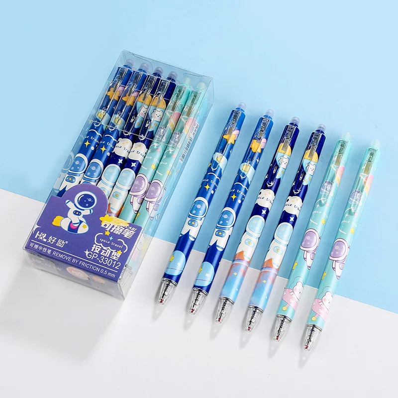

48pcs/lot Kawaii Erasable Astronaut Gel Pen Cute 0.5mm Blue Ink Signature Pens Stationery Gift School Writing Supplies