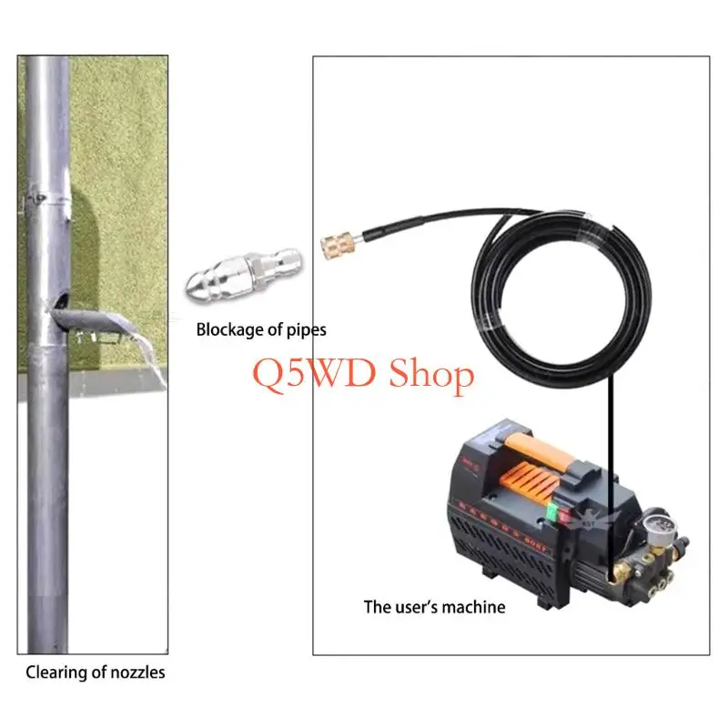 Q5WD 1/4inch High Pressure Unblocking Washer Nozzles Quick Drain Hose Nozzle Tool