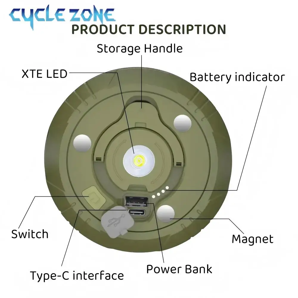 Lámpara LED de Camping con tira de carretes, luces de ambiente, cinturón de luz reciclable de 10M, lámpara de decoración de jardín al aire libre para tienda de campaña
