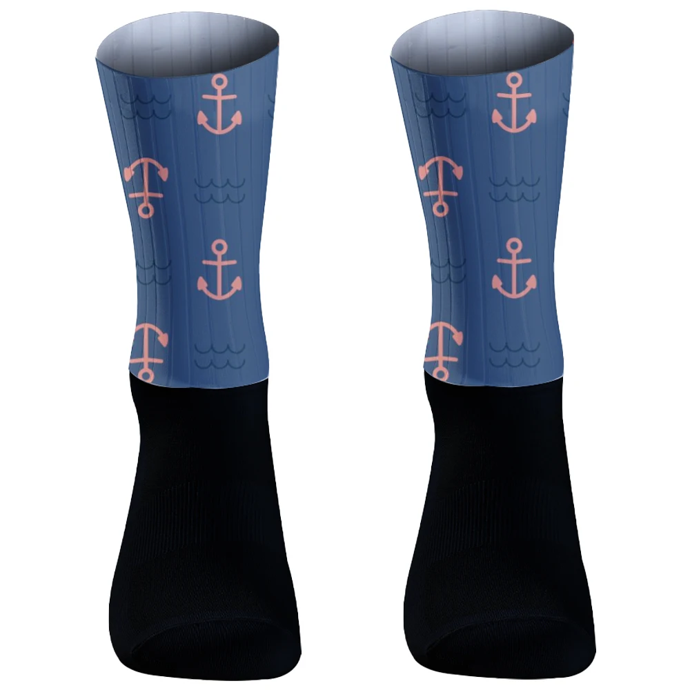 Calcetines con estampado de ancla para hombre y mujer, medias cálidas para ciclismo de montaña y fútbol, novedad