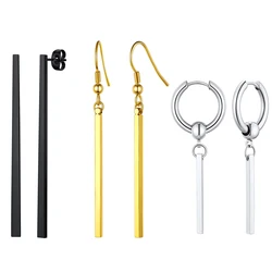 U7 Vertical Bar Earrings for Man Women Hypoallergenic Piercing Hook Hoop Drop Bar Stripe Dangle Earring Daily Stylish Jewelry