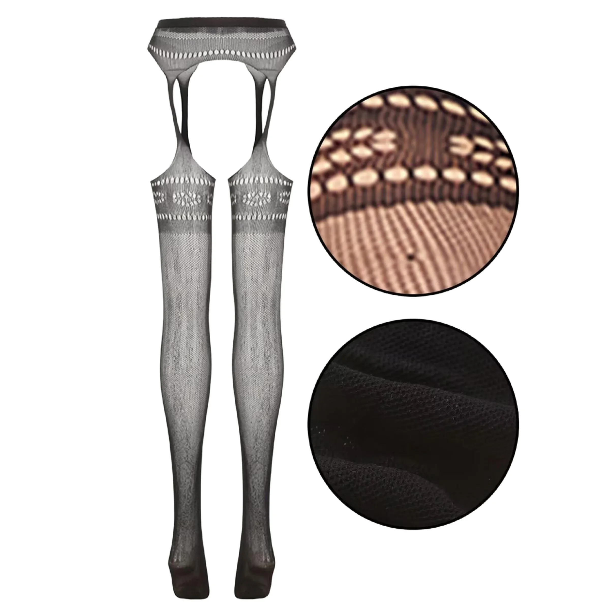 Heiße Damen-Netzstrumpfhose mit Strapsgürtel, Oberschenkelhohe Sommerstrümpfe, sexy Strumpfhosen ﻿ – Detail 4