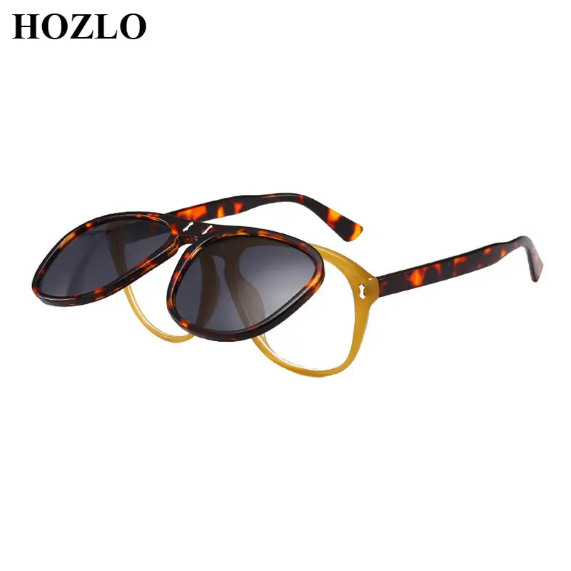 

Fashion Women Rivets Flip Reading Sunglasses Steam Punk Presbyopic Dark Glasses Men Cover Lenses Custom Prescription Spectacles