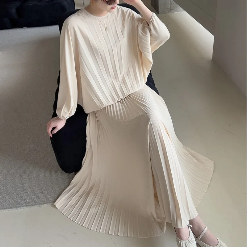 

Miyake Limited новые женские топы, футболки, универсальные повседневные драпированные мягкие плиссированные полуюбки, эластичная элегантная одежда для торжественных случаев