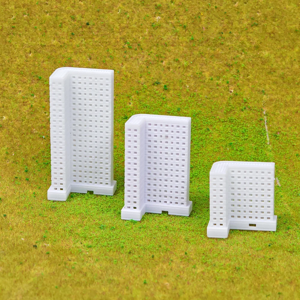 5Pcs 1/800 Scale L Shape High Rise Building Model Mini City Skyscraper For Urban Sand Table Diorama Architectural Layout DIY Cra