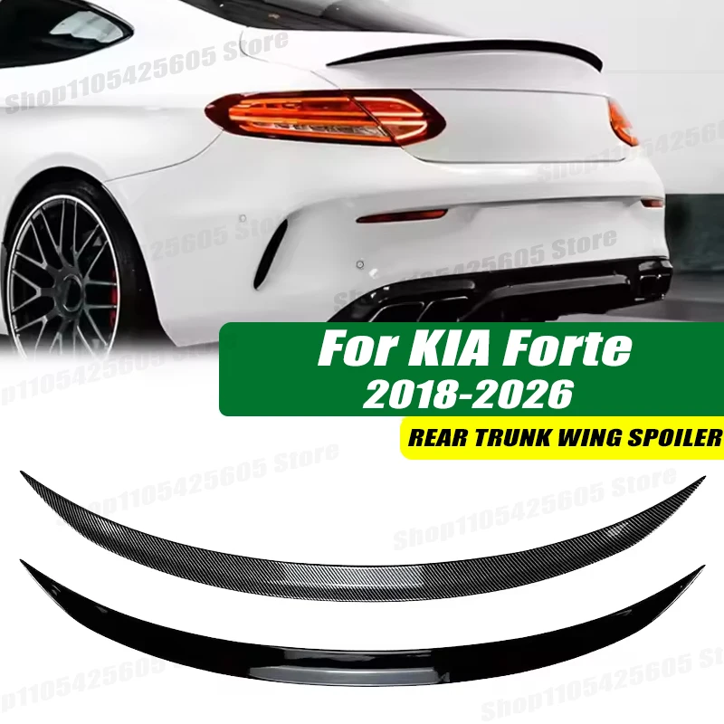 120cm 5D Carbon Look Rear Boot Trunk Spoiler Lip Stick-On Decorative Rear Wing For KIA Forte 2018-2026 Car Accessories