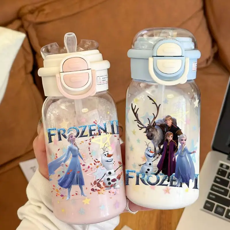 530 مللي جديد ل إلسا كوب ماء أنيمي الكرتون لطيف طباعة طالب المحمولة سعة كبيرة كوب بلاستك من القش فتاة هدية عيد ميلاد