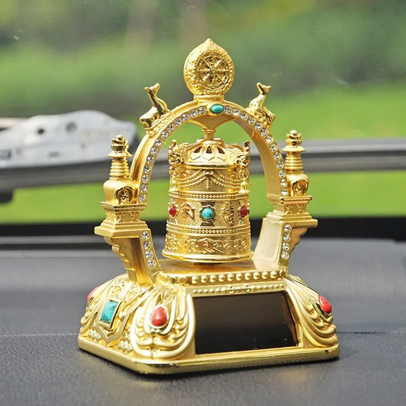 Creativity Zinc Alloy Car Interior Decoration Prayer Wheel Bless Peace Money Lucky Fortune Home Office Desktop Crafts Ornaments