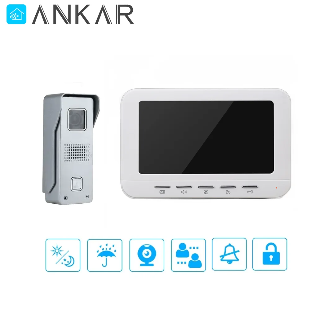 Ankartech 4 wire Video Intercom for Private House Call Panel Video Intercom Easy DIY Camera Intercom Support Motion Detection