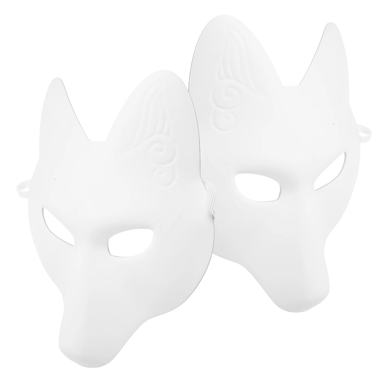 

2pcs Fox Mask DIY Cosplay Party Supplies White Animal Masks Halloween Costume Unpainted Blank Mask Masquerade Adult Teen PU
