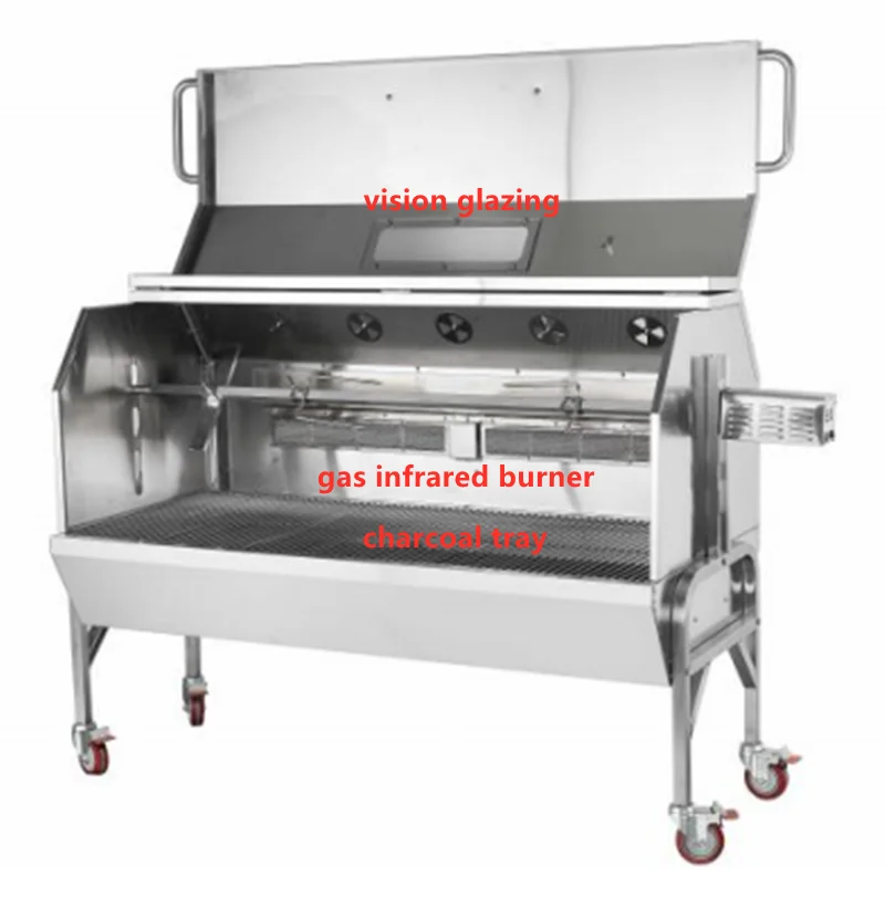 Outdoor Gas and Charcoal BBQ Grill with Lid, High Quality, Automatic, Free Shipping by Sea