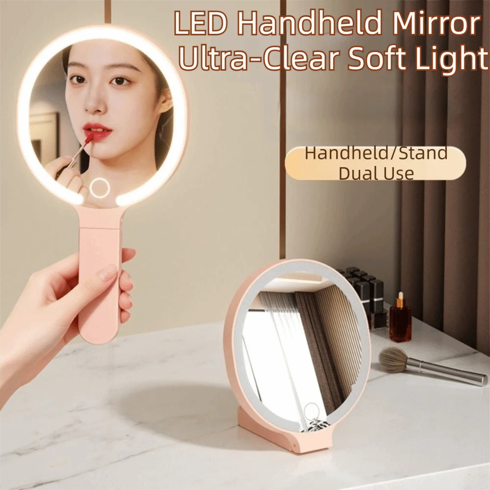 

3 Color Dimmable Lights LED Makeup Mirror Touch Screen Adjustable Cosmetic Mirror with Fill Light Portable Comfortable Grip