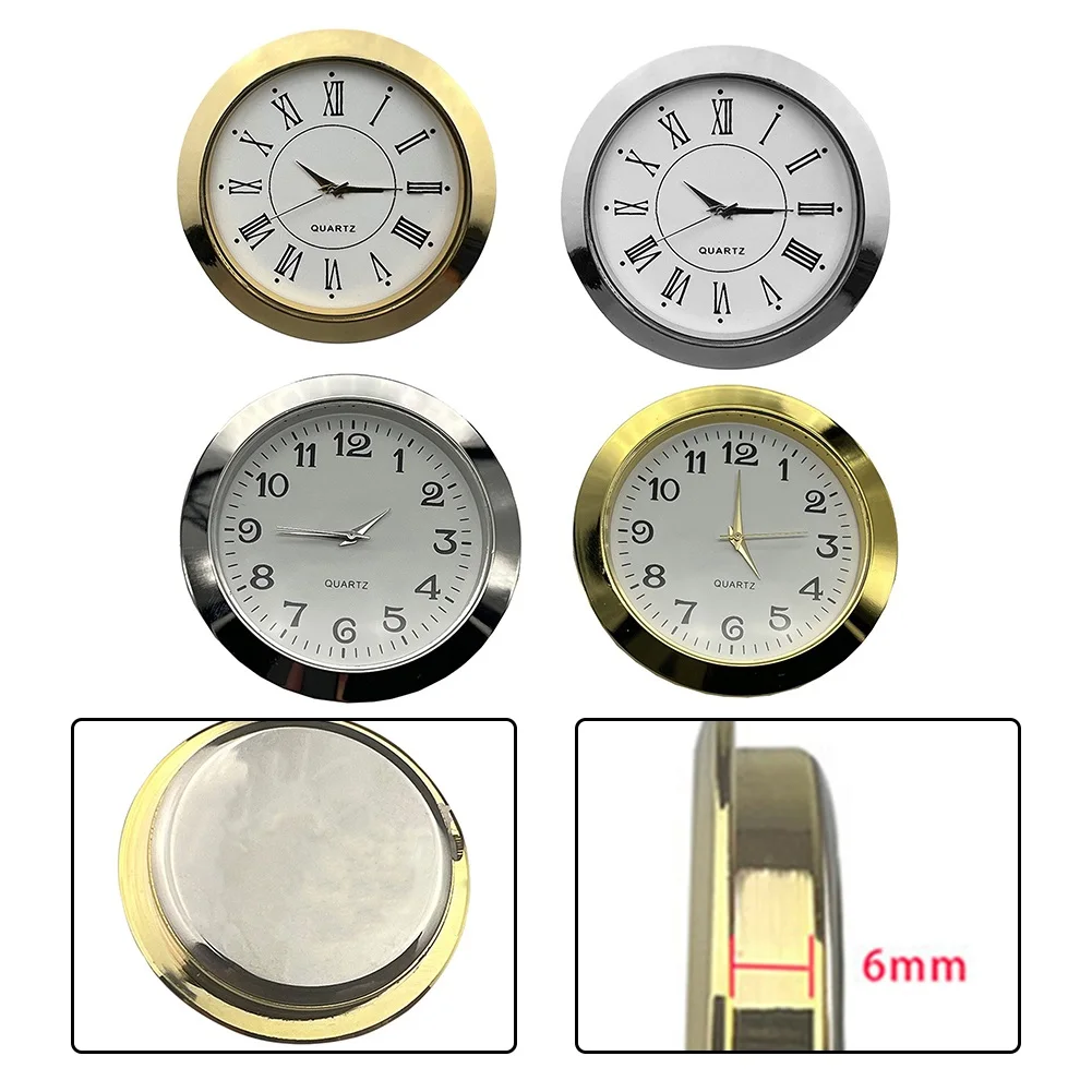 Craft Clock Insert Mini Clock Insert Gold Tone Bezel Roman Numerals Scratch-Resistant Lens Stainless Steel Back