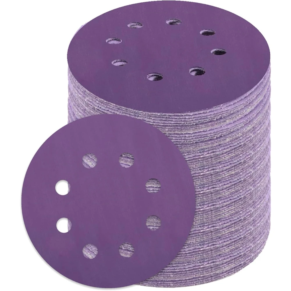 

100Pcs Sanding Disc Set 5 Inch 8 Hole Hook and Loop 60-10000 Grit Sandpaper for Random Orbital Sander Woodworking Automotive