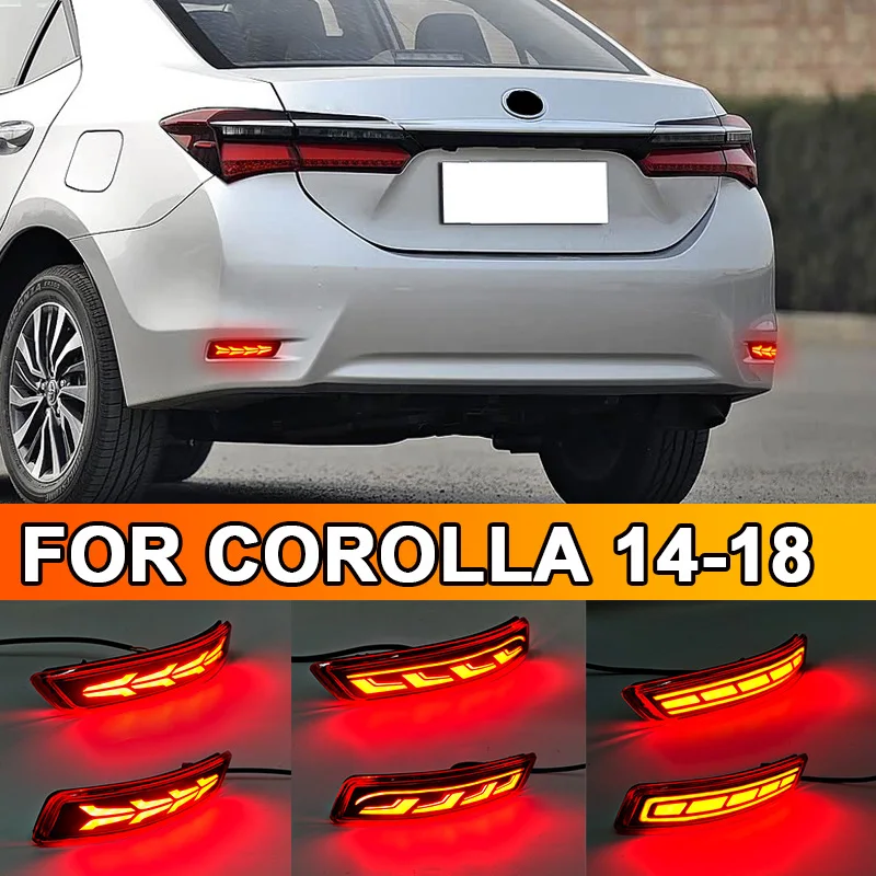 Pour Toyota Corolla 2014-2018, feu arrière LED pour pare-chocs, clignotant dynamique, feu de freinage et de position, pièces de modification automobile, 3 styles
