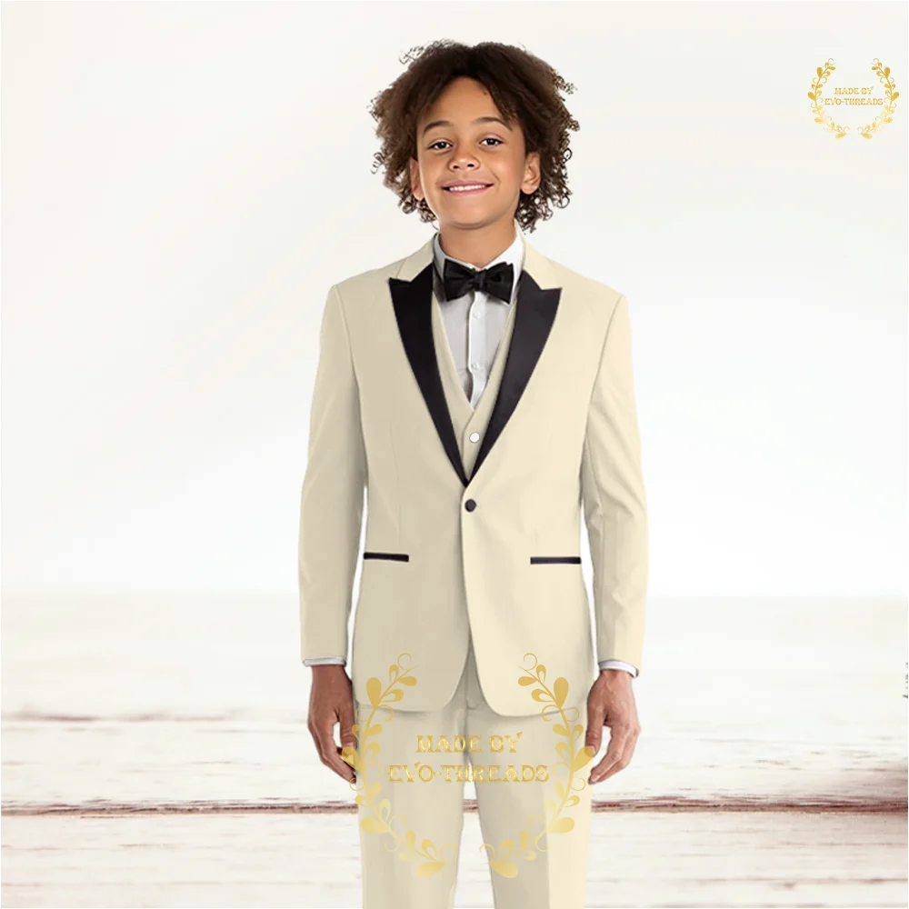 Boys' 3-piece suit (jacket+vest+pants) dark green classic slim fit custom children's tuxedo wedding birthday family dance party