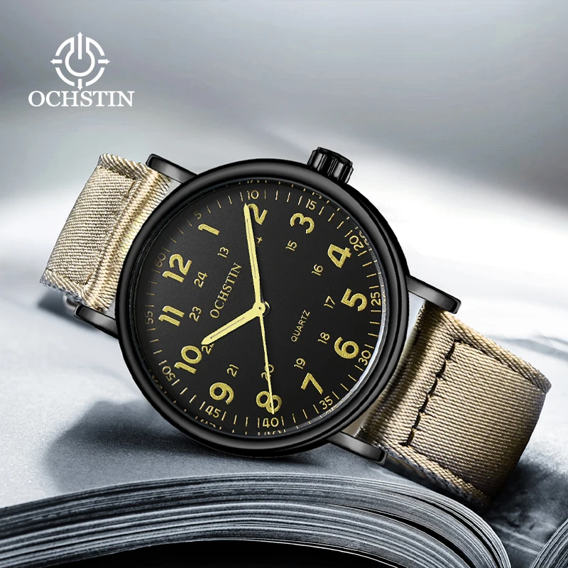OCHSTIN Man Quartz Movement Watch Male Sleek Business 30m Life Waterproof Men‘s Wristwatch High Quality Nylon Strap Watches