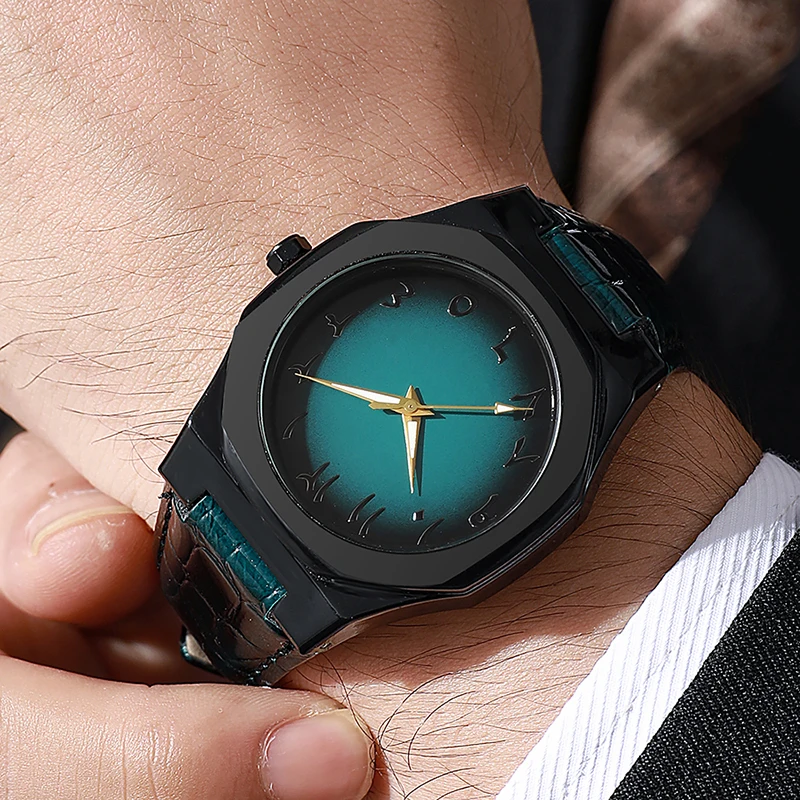 Business and Leisure PU Leather Fashion Quartz Watch Featured Dial Wristwatch