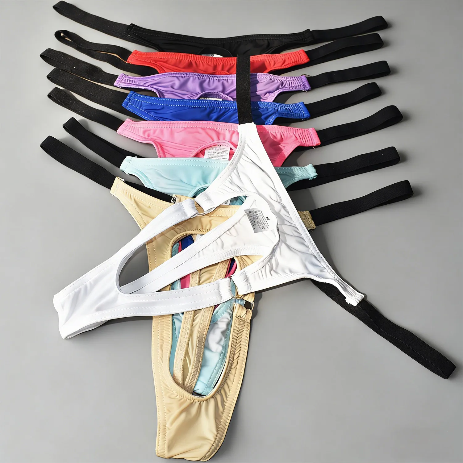 

Men's Open Front Ice Silk Thong Easy Take Off Design Smooth Soft Comfortable Sexy Lingerie Underwear Available in 8 Colors S-XL