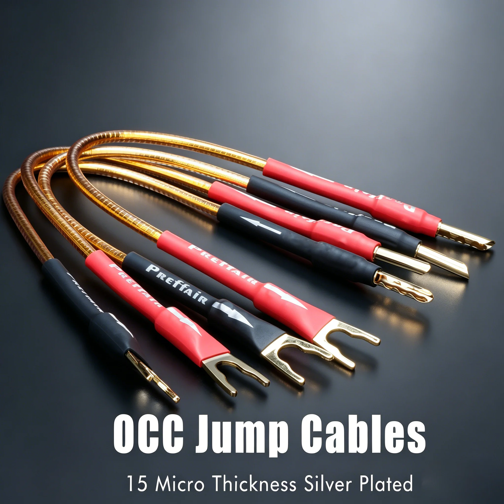 4PCS Jumper Speaker Cable 8N OCC Copper Silver Audio Bridge Cable Soft Clear Sound 24K Gold Banana Y Plug Speaker Cable