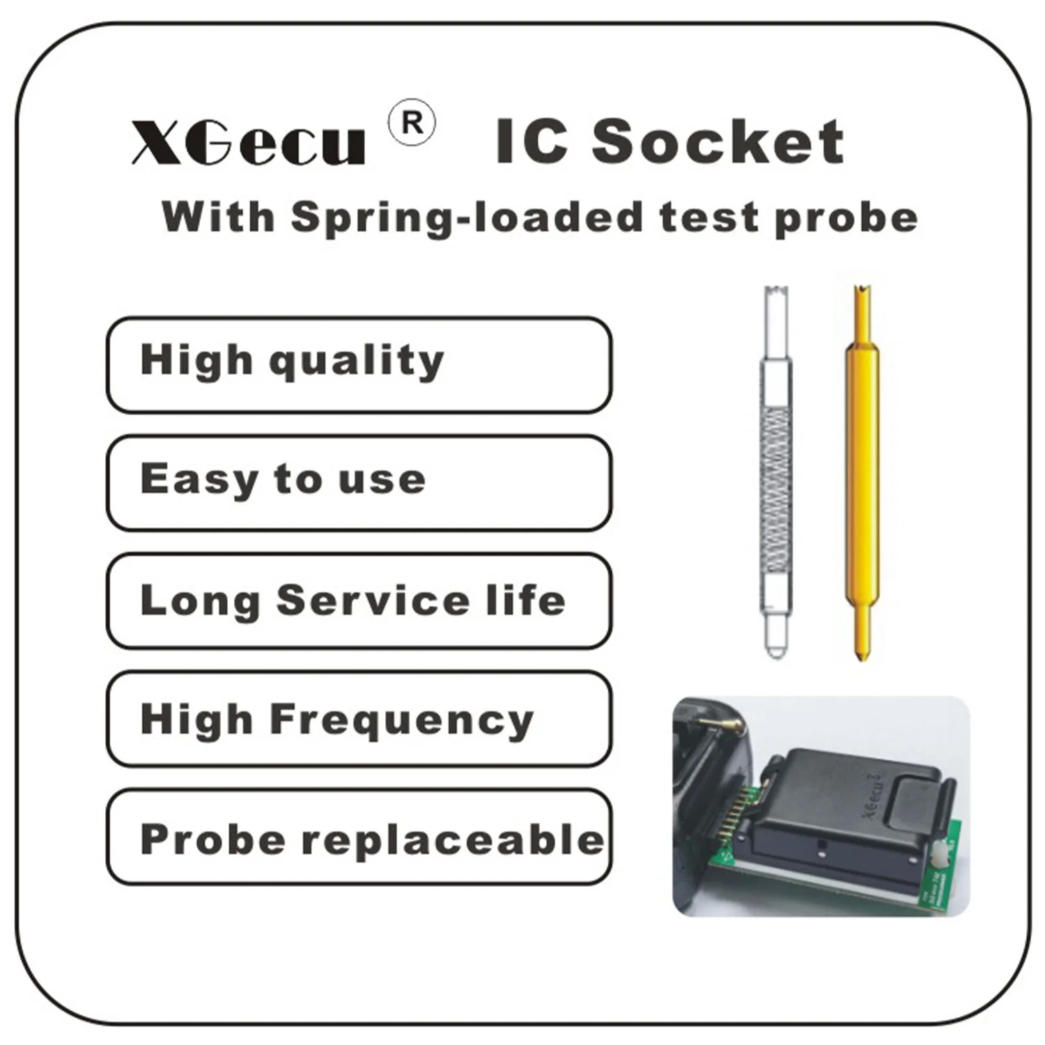 Imagem -05 - Emmc Adaptador ic Soquete para Programador Bga153 Bga169 Xgecu T56 Cabeça Dupla Suporte de Sonda de Teste com Mola Limite de Pcs