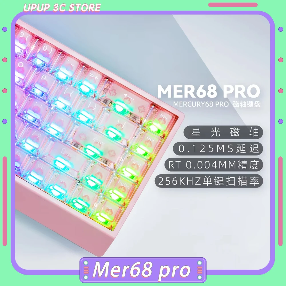 

Carotmas Mer68 pro клавиатура с магнитным переключателем, проводная механическая клавиатура, 68 клавиш, 8000 Гц, 0,004RT, игровая клавиатура с низкой задержкой, подарок для геймера