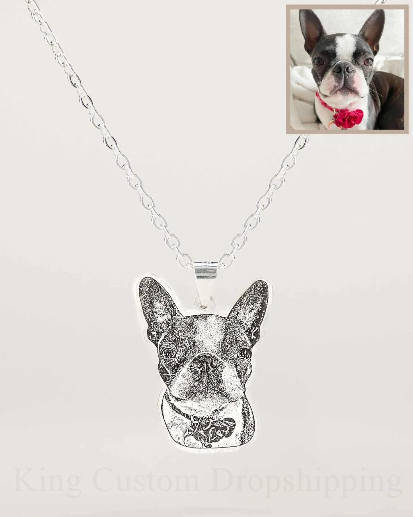

Custom Pet Photo Name Necklace Engraved Cute Pet Pendant Gift Handmade Personalized Dog and Cat Warm Memory Jewelry Picture