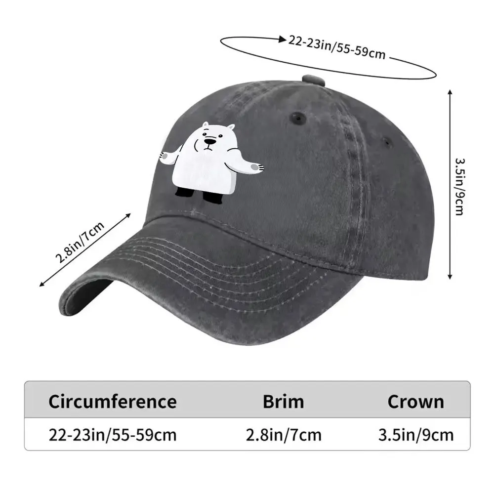 1pc Unisex Polar Bear Trio Naked Bears Vintage Washed Baseball Cap - Men's Trendy Hat - Versatile Duckbill Cap - Fun Print - A U