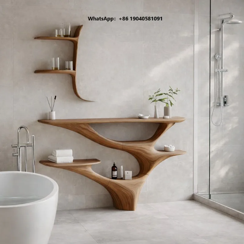 Floor Standing Modern Vanity Edge Vessel Sink Mirror Console Table Polished Water Resistant