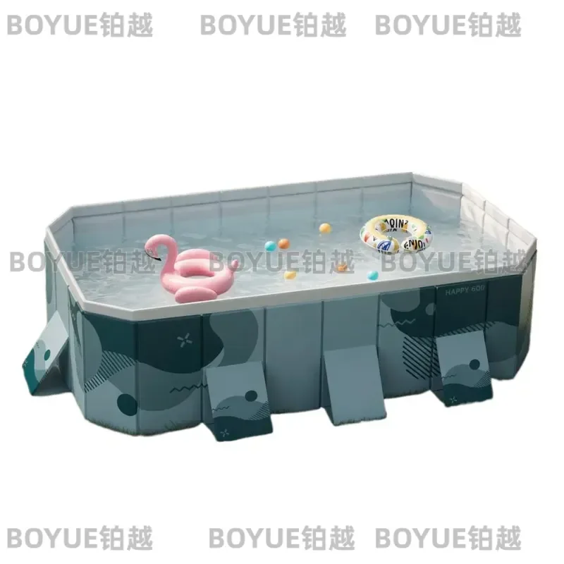 Large Foldable Swimming Pool 2.6m Non Inflatable Bathtub for Family Kids Adults Dogs Outdoor Backyard Garden Summer Water