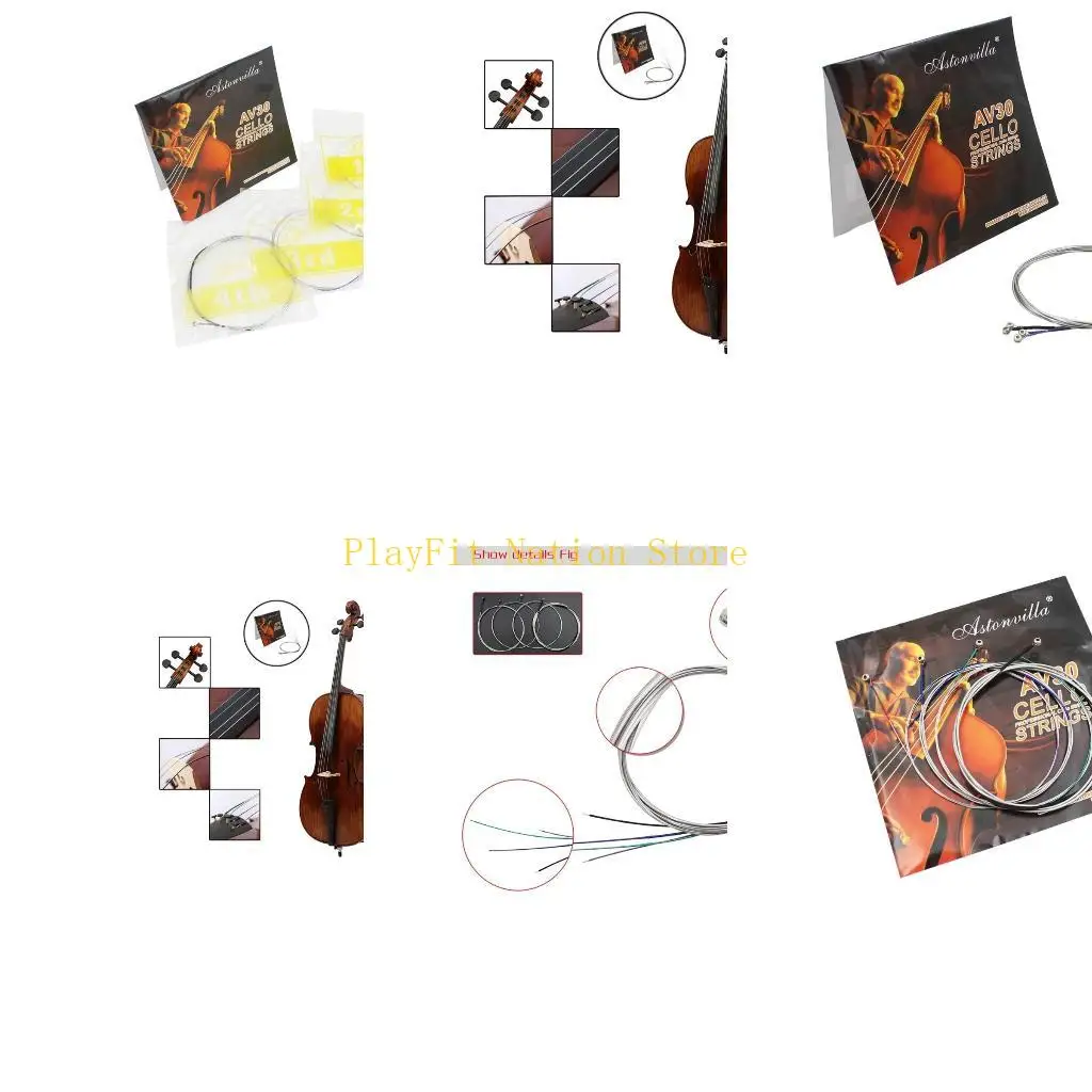 

242F Cello Strings Full Set ADGC Universal Cello String Steel Wrap Nickel Silver String for Cello Instrument Part