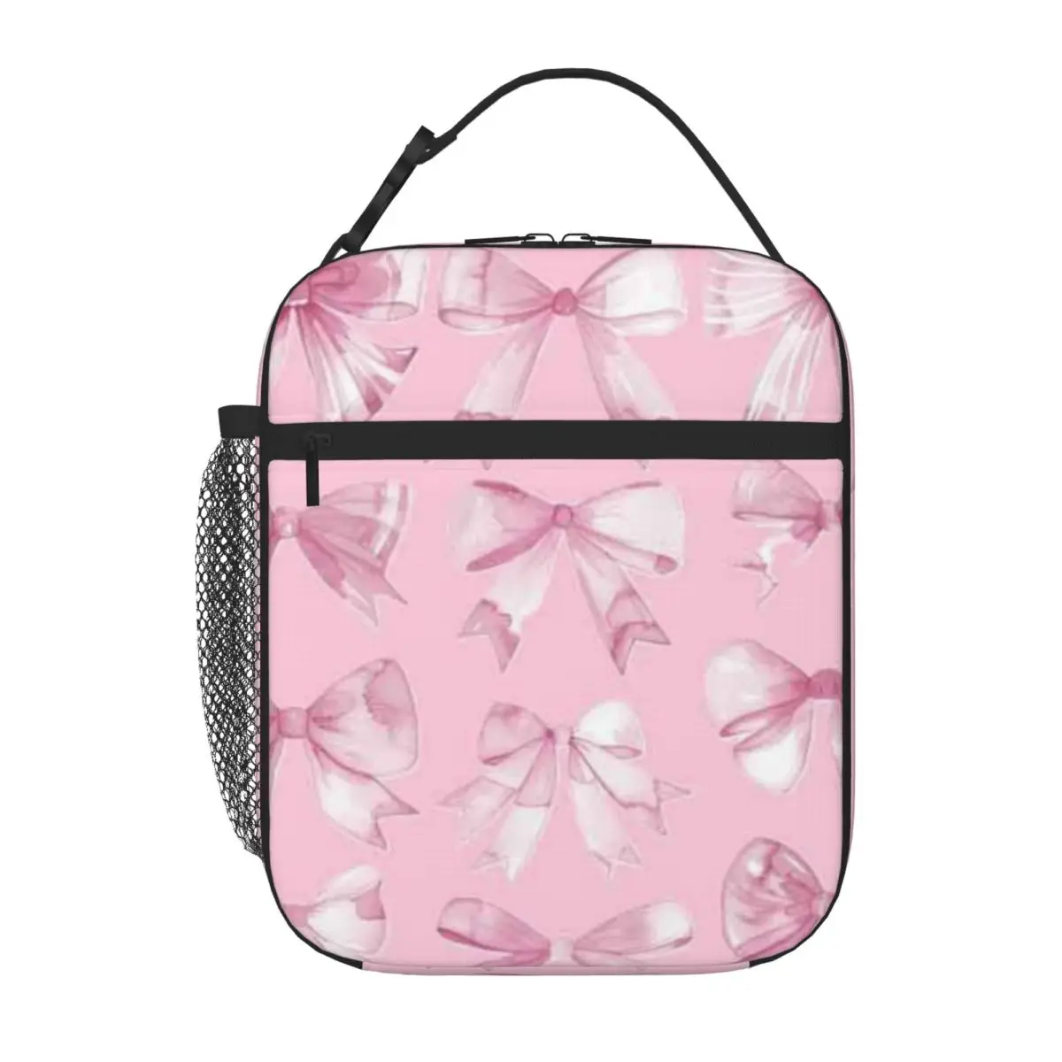 Bestselling Coquette Ribbons Bows Solid Color Outdoor Lunch Bag Family Outing Food Tote Bag