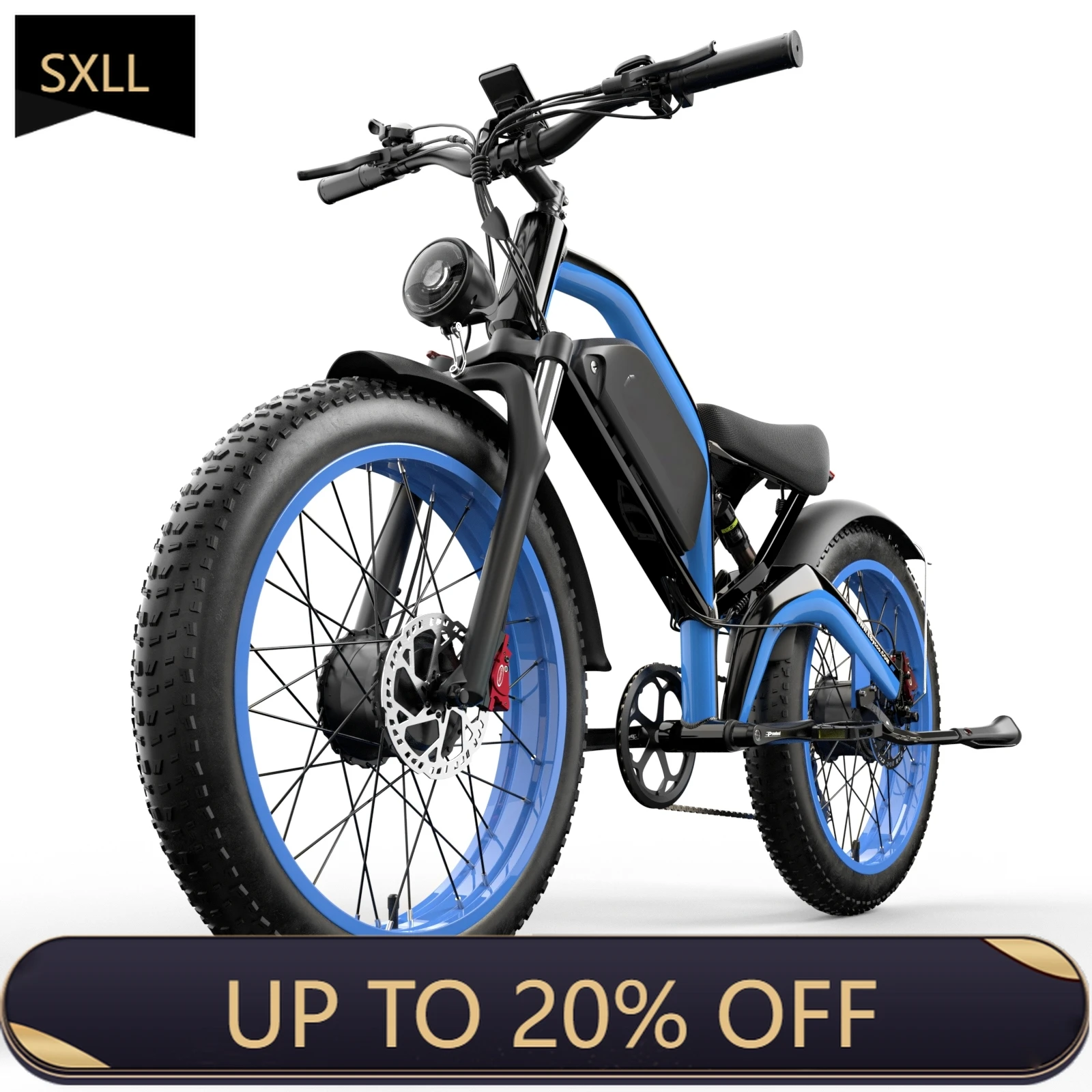 

Электровелосипед SXLL с двумя двигателями по 2000 Вт, 26 дюймов, 7 скоростей, 52В, с огнестойкой литиевой батареей, скорость до 60 км/ч, для взрослых