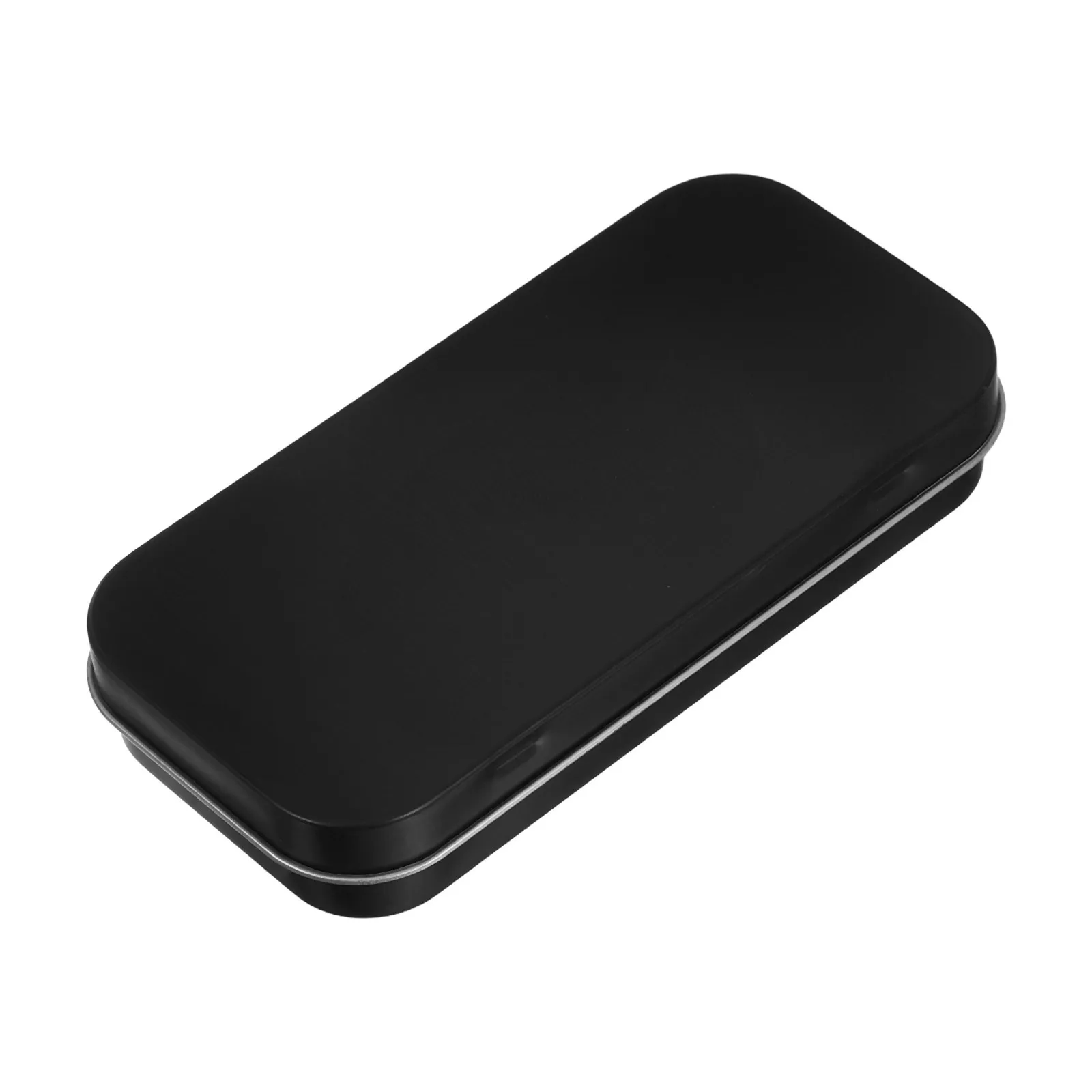 

Small Rectangular Hinged Tin Box - Metal Storage Container for Jewelry Crafts Home Office Organization Decorative Black Tinplate