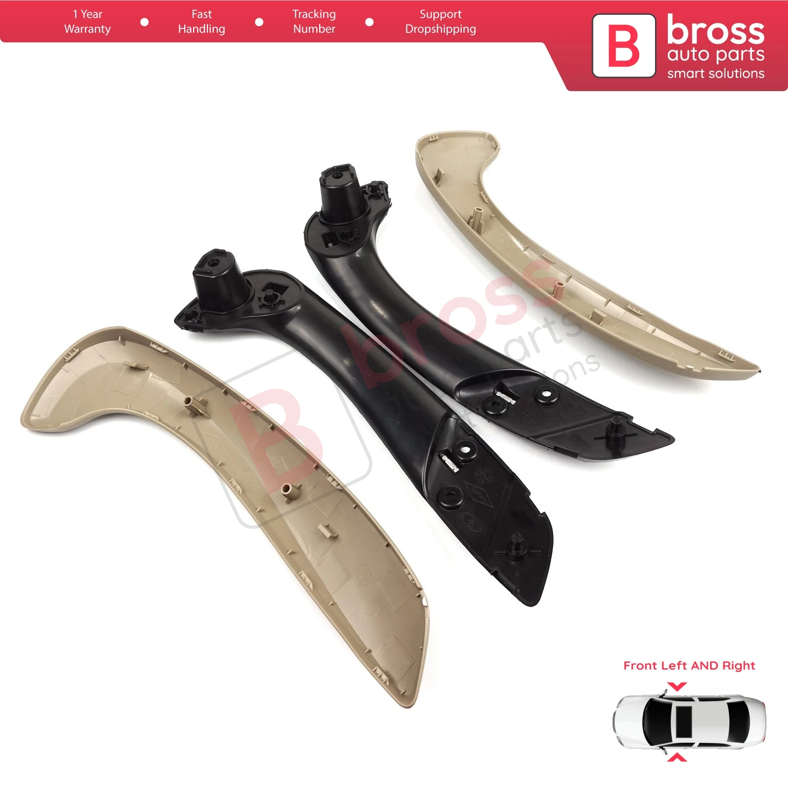 BDP1153-1 Front Inner Interior Door Holding Handle Grip Hold Beige Color Left Right for Renault Megane MK3 Fluence 809600015R