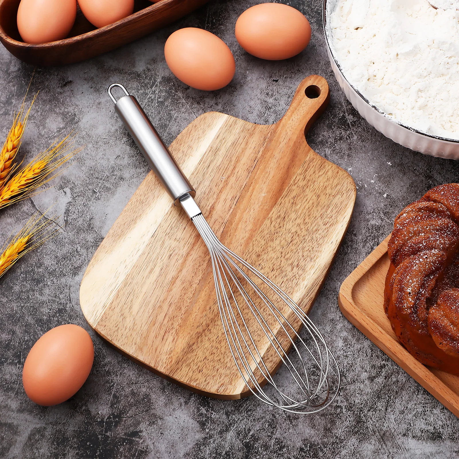 

Silver Stainless Steel Whisk 304 Metal Balloon Hand Whisk For Kitchen Cooking Baking Mixing Batter Cream Cake Tools