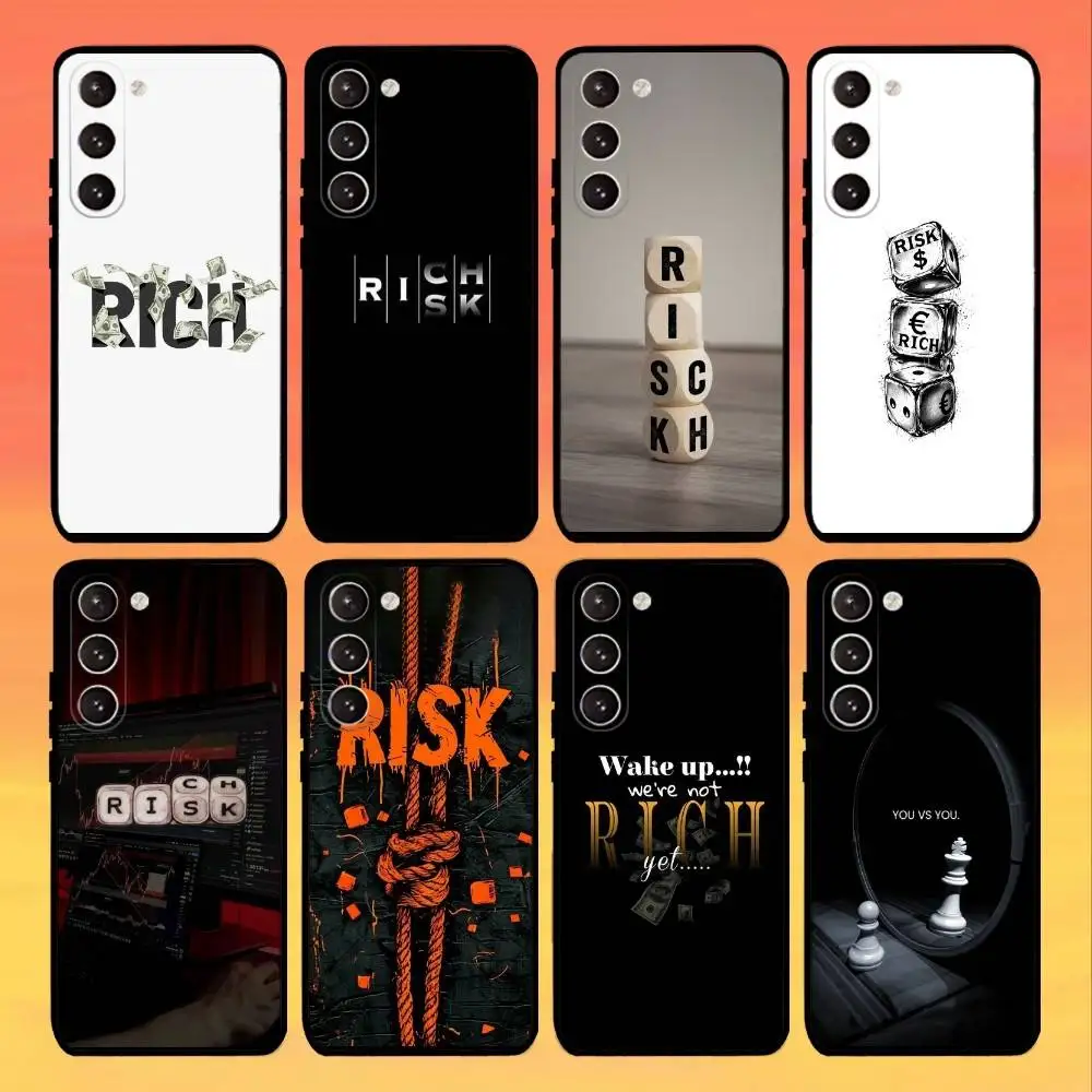 

Day Trader Trading R-RISK RICH Phone Case For Samsung Galaxy A73,A21s,A22,A31,A52,A53,A71,A41Soft Black Shell
