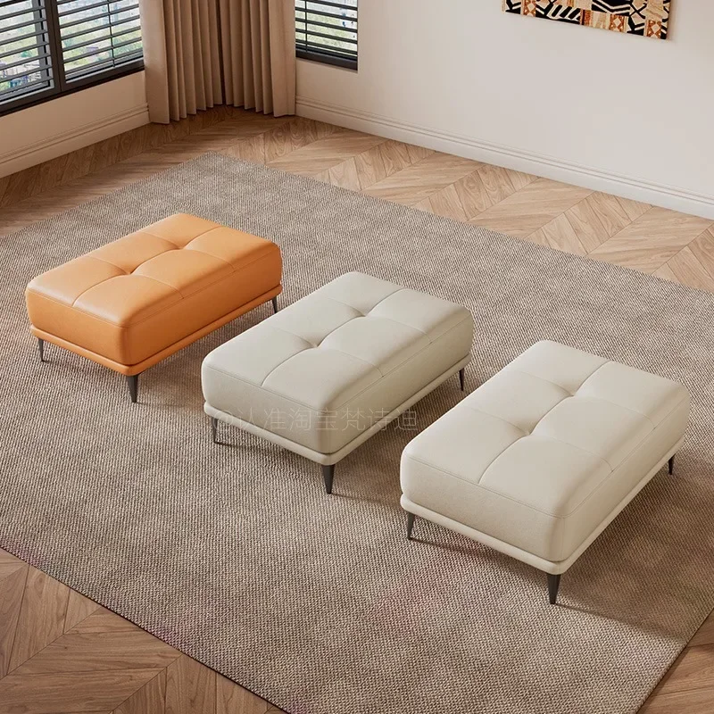 Light luxury leather sofa pedal stool living room home modern simple princess shoe changing stool lowsolid wood ott