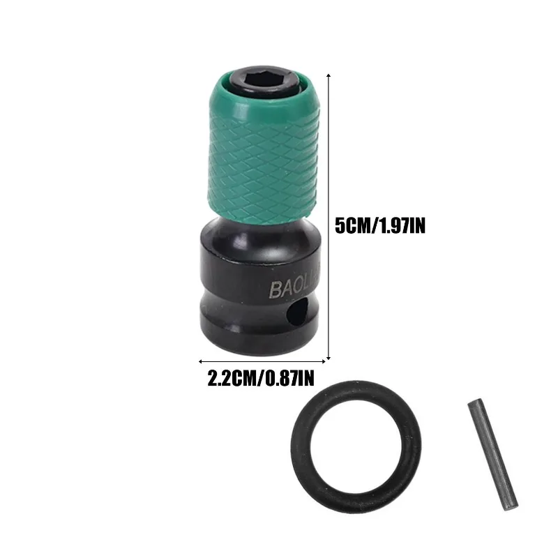 1/5pcs 1/2 Inch Square Drive To 1/4 Inch Hex Socket Adapter Converter Chuck Adapter For Impact Air And Electric Wrench Accessory