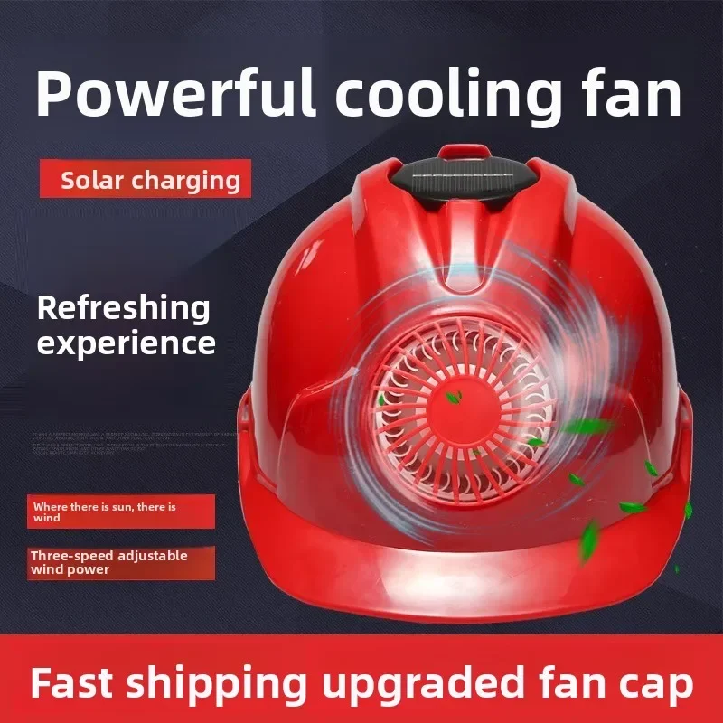 DurableSolar Fan Helmet With Fan Sunshade Headgear Leader Breathable Anti-smash Helmet Construction Site Sunscreen Artifact