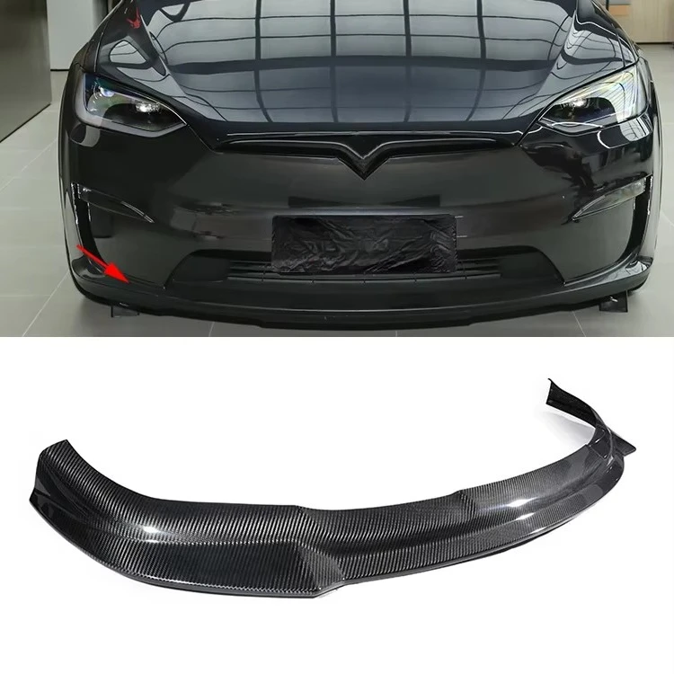 

For Model X 2023 Dry Carbon Fiber Front Bumper Lip Spoiler Exterior Body Kit