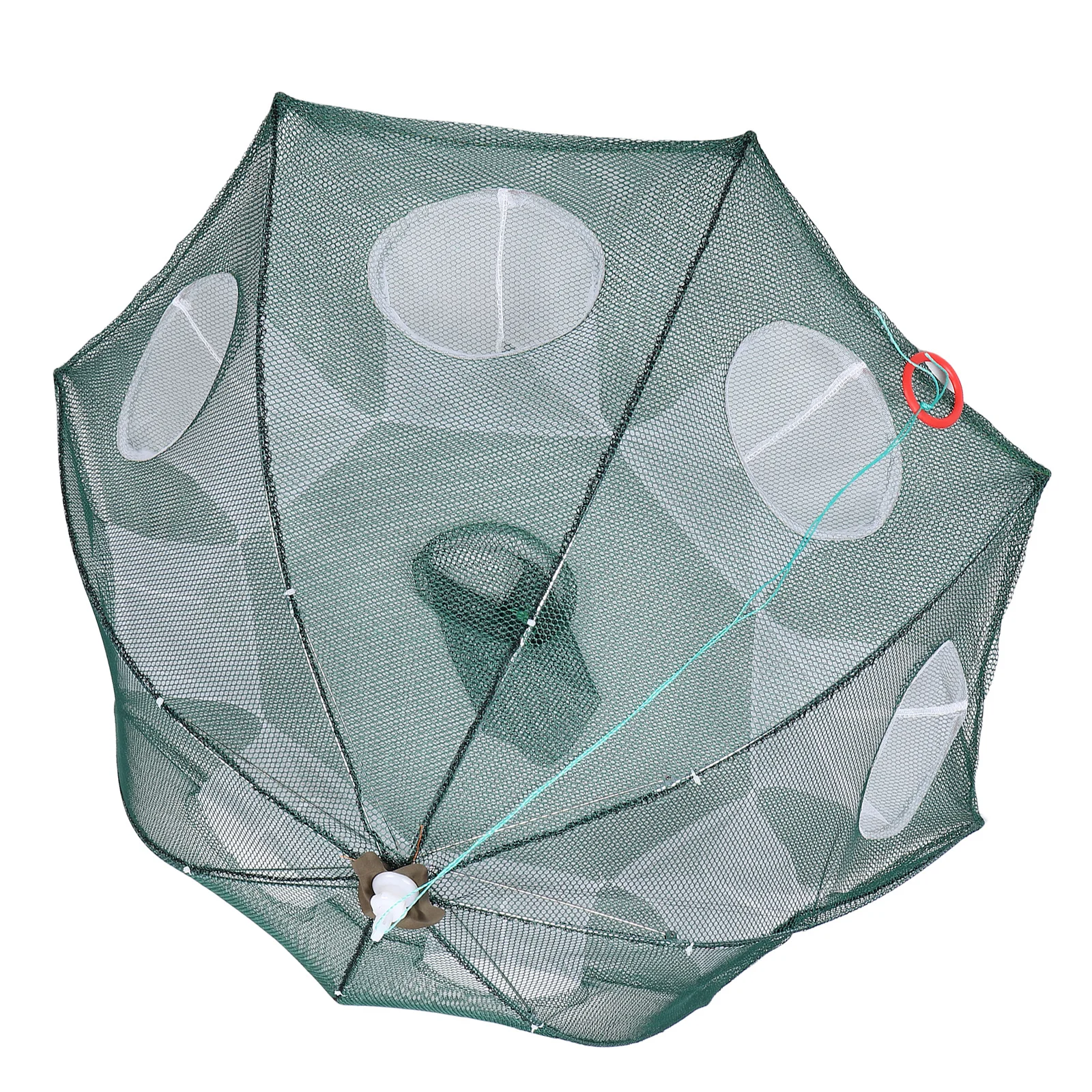 قفص السلطعون عالي القوة قابل للطي مكون من 6 فتحات من أسلاك الفولاذ مادة النايلون لأداء موثوق به في مصيدة الصيد في الطقس القاسي