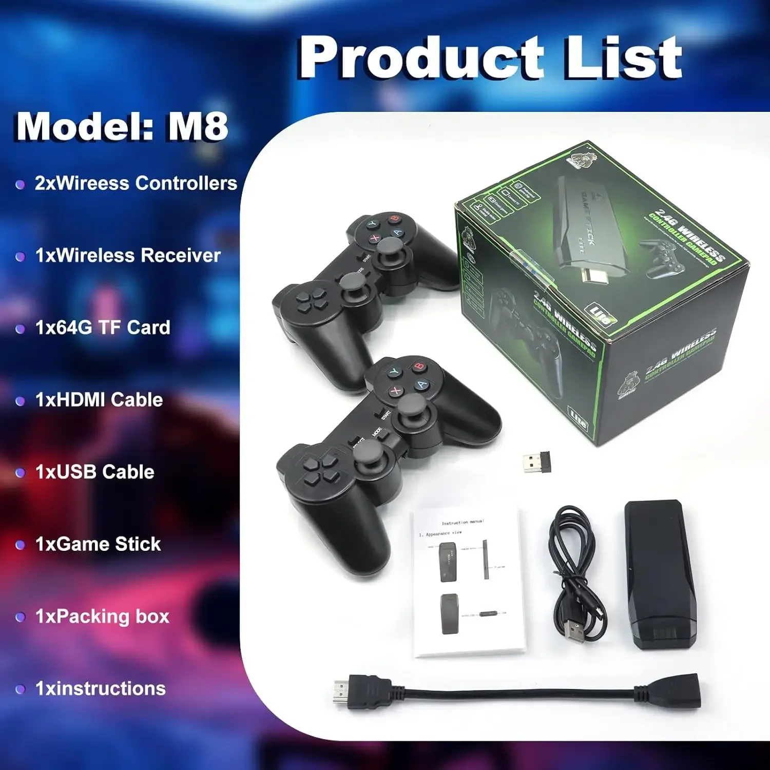 M8 Retro-Gaming-Stick mit 9 Si – Retro Gaming Tv Bewertung und Preis