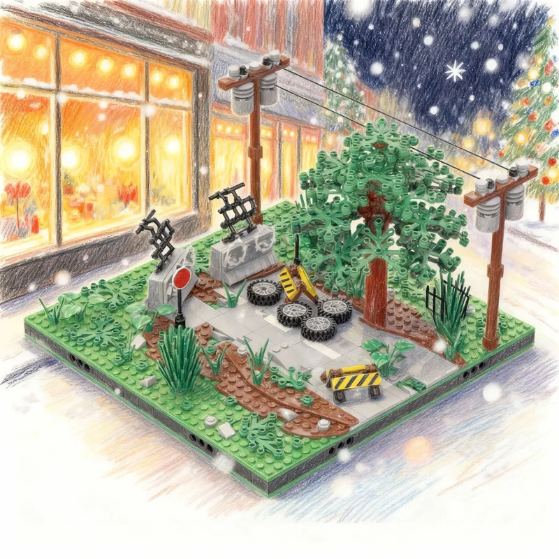 

520pcs MOC Apocalypse The End Road Model Building Blocks Christmas Gifts Architecture Idea Creative Toys Education Brick Kids