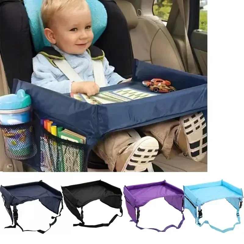 Car Seat Travel Tray Safety Storage Table Storage Snacks Toys Cup Drawing Board Holder Baby Stroller Storage Hanging Bag