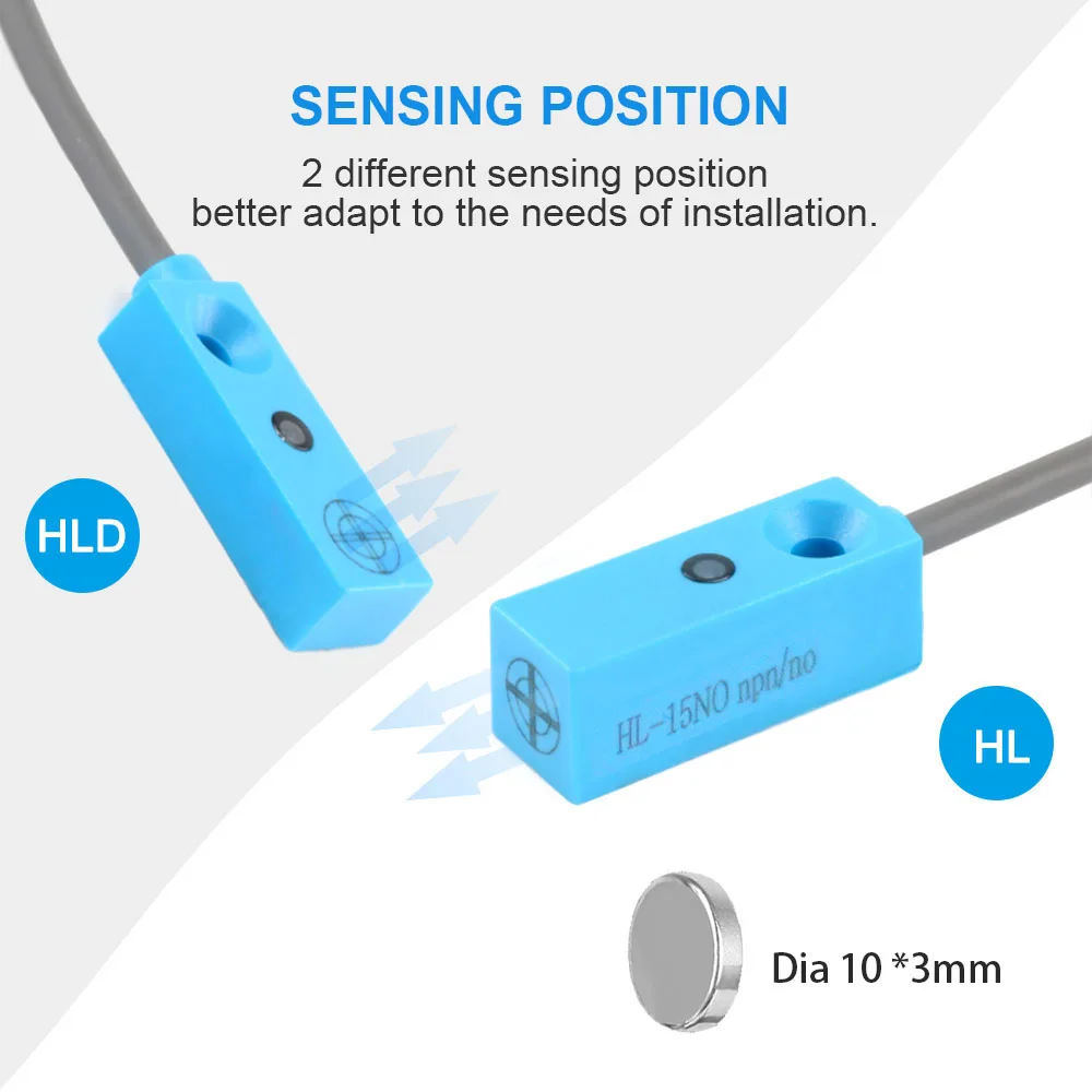 Cloweit 15mm 20mm Micro Hall Effect Sensor IP68 Proximity Magnetic Switch  NPN PNP 3-wire NO/NC DC 12V 24V  Remote Nonpolar