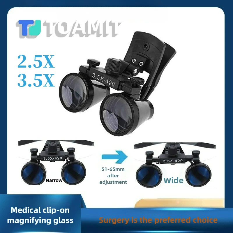 

2.5X/3.5X Dental Binocular Loupes Magnification Glass Optical Loupe Ultra-lightweight Clip Type for Dentistry Surgical 420mm
