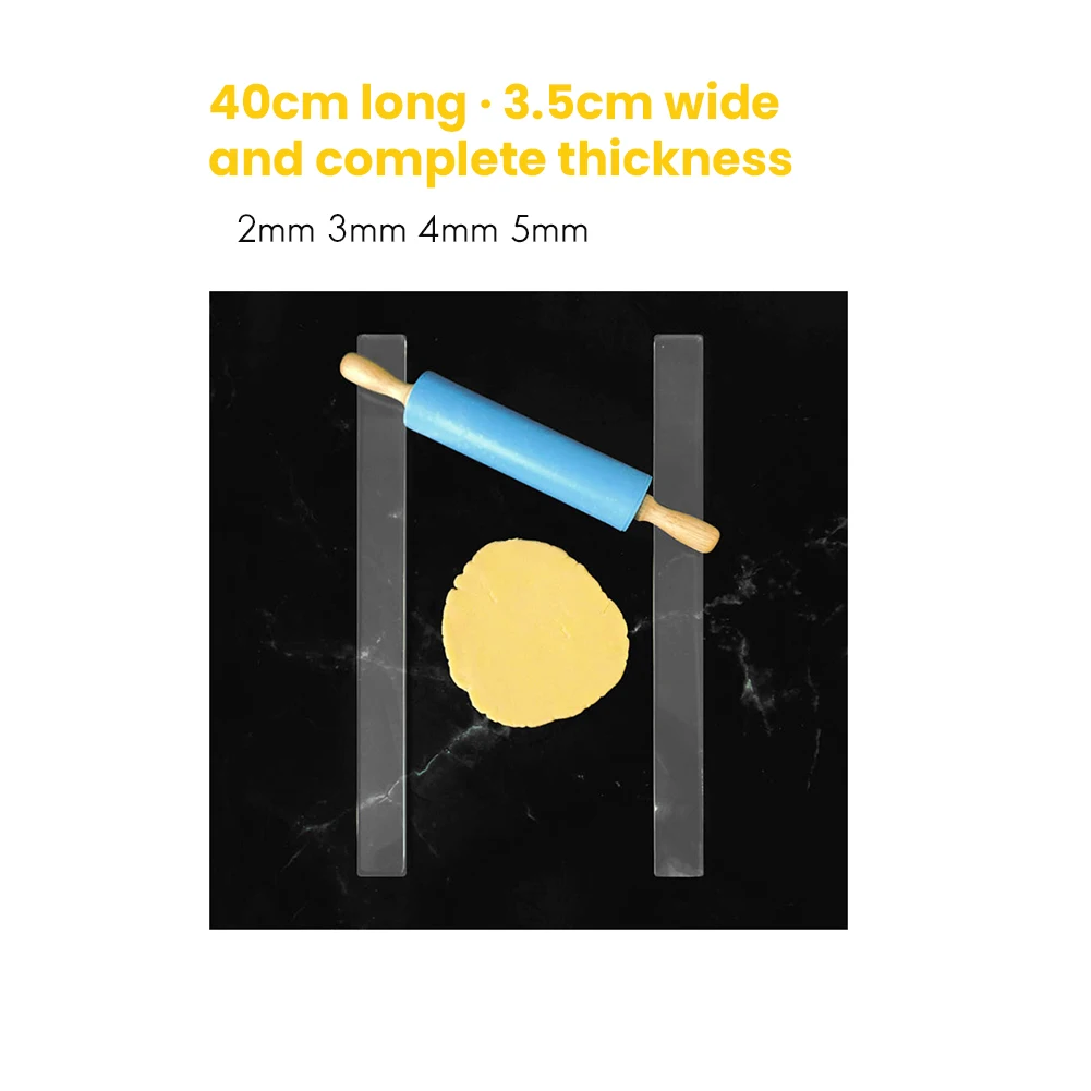 ABLK 2Pcs Acrylic Biscuit Cake Rolling Tool Balance Ruler Fondant Icing Biscuit Thickness Ruler Biscuit Smoother Baking
